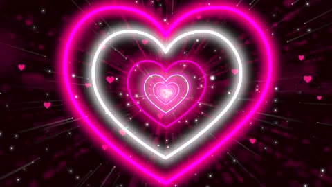 374. Neon Lights Love Heart Tunnel Background💖Pink Love Heart Neon Heart