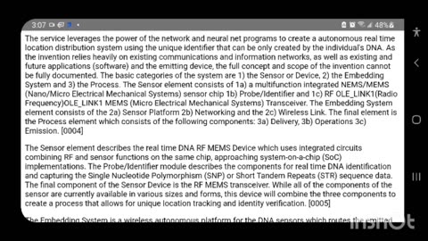 A method and apparatus for tracking and identification of humans and animals via an embedded network consisting of existing communications infrastructure by routing unique DNA profile data packets emitted by a DNA RF MEMS Device.