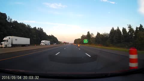 Tire Across Highway Smashes Car's Front End.