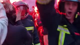 Firefighters with the people in France.