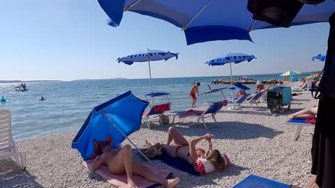 BIKINI BEACH 4K Croatia, Fazana a town near Pula in Istria Summer Day with Bikini Beach Walk (1)