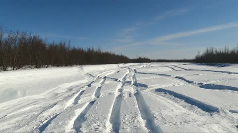 North Pole Alaska River Run April 15, 2022 Snow Melting, My Boy Got Stuck