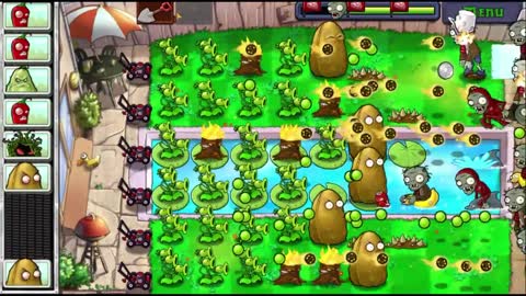 Plant VS Zombies level 10 _ defeating three massive attack of zombies in level 10