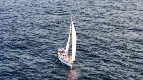 Drone 4K, Yacht in Ocean off Gold Coast, Australia