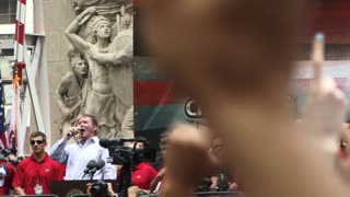 Jim Cornelison sings "The Star-Spangled Banner" at the Chicago Blackhawks 2010 Stanley Cup Parade