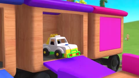 Learn Colors and Vehicles Names for Children with Little Baby Fun Play Wooden Train Color Slider Edu