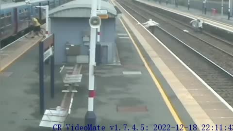 Terrifying CCTV_ Commuters narrowly avoid getting hit by trains in National Rail