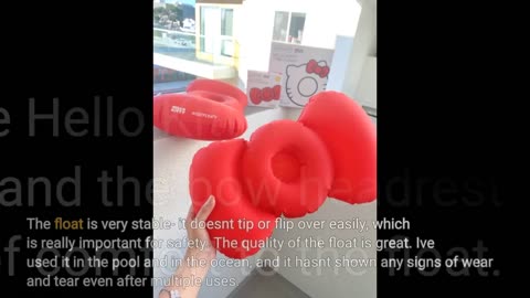 View Remarks: #GETFLOATY Inflatable Hello Kitty Tube Float, Blow Up Donut Swim Ring with Bow he...