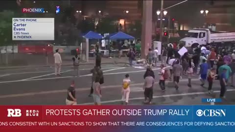 Aug 22 2017 Phoenix, AZ 1.7.1 CBS talking about Antifa riot during last part of president's speech