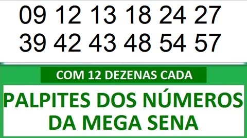 #PALPITES DOS NÚMEROS DA MEGA SENA COM 12 DEZENAS 9m 9n 9o 9p 9q 9r 9s 9t 9u 9v 9w 9x