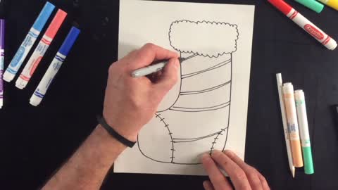How to Draw a Christmas Stocking 🎅Christmas🎄Winter 🎄❄️🎅 Easy 🎅 Step by Step 🎄FrazierTales❄️