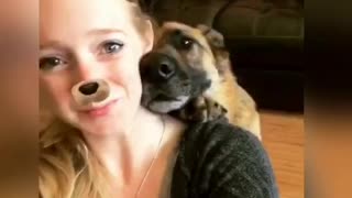 German Shepherd Takes A Selfie With Owner On Her Command
