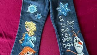 4t Hand Painted Frozen Denim Pants