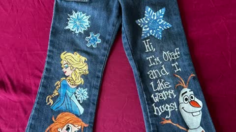 4t Hand Painted Frozen Denim Pants