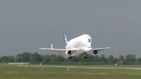 Airbus Beluga landing and takeoff at Finkenwerder, EDHI-2