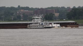 A Riverboat Barge on the Mississippi River in Alton, IL