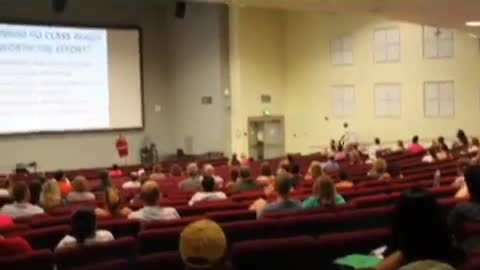 College lecture interrupted by prankster riding bike