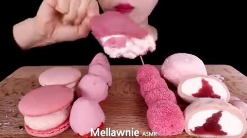 ASMR MUKBANG \\ PINK FROZEN FRUIT \\ ICECREAM \\ CHOCLATE