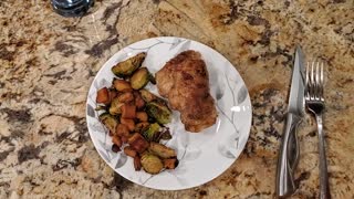 Cooking - Blackened Chicken and Roasted Brussell Sprouts and Sweet Potatoes