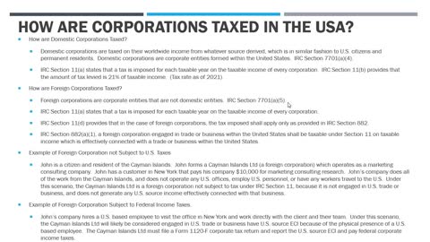 U.S. Taxation of Foreign vs. Domestic Corporations