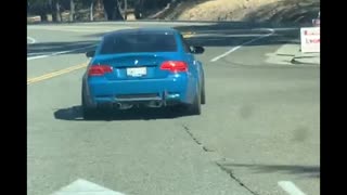 Sports Car Drifts Right Off the Road