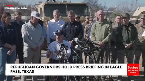 Texas Gov. Greg Abbott & More GOP Governors Blasts Biden Border Policy In Eagle Pass.