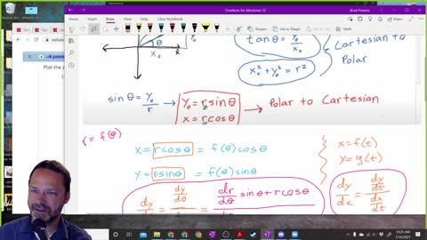 Calculus 2 - Section 10-3 - Class example of plotting polar coordinate with conversion