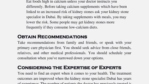 How To Prevent Kidney Stone and Tips To Choose a Reliable Specialist in Dubai