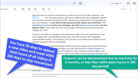 ***Youtube Demonetization For inactivity - 30 day to Meet Requirements!***