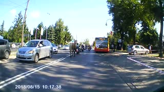 Horse Attacks a Group of Motorcyclists