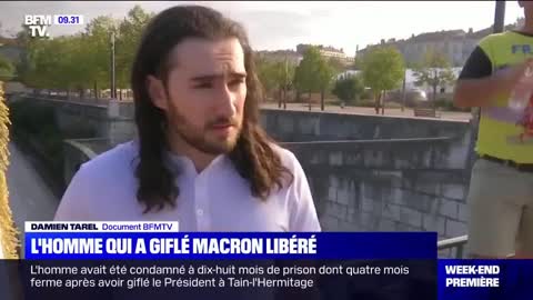 Damien Tarel qui a giflé Macron, est sorti de prison et ne regrette pas son geste