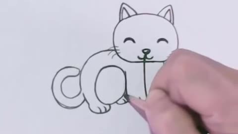 Funny cat drawing step by step for kids