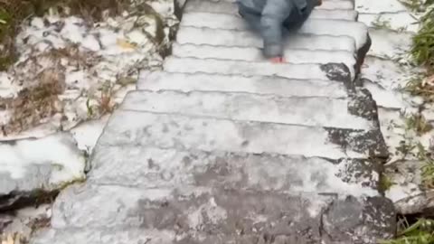 slippery stairs.