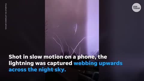 Dazzling lightning strikes in Wichita, Kansas captured in slow motion _ USA TODA