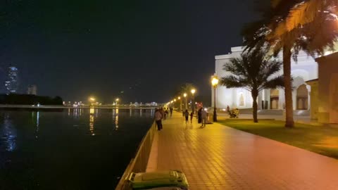 [NIGHT] Walking Tour Of Bahera Corniche Sharjah Dubai🇦🇪