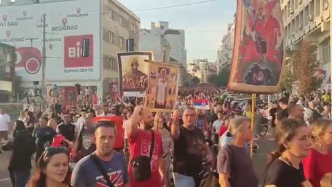 100,000 Serbs on the streets of Belgrade today in support of traditional family values ✝️