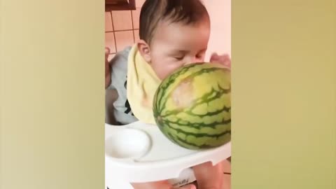 funny baby's video eating food in funny style