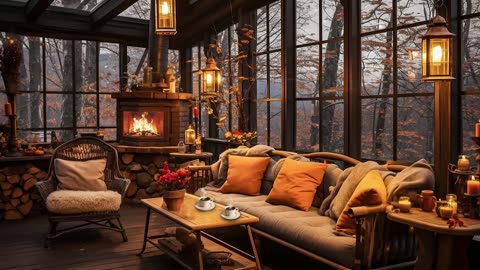 Warm Cozy Winter Ambience with Smooth Jazz Piano Music, Classic, Luxury, Calming