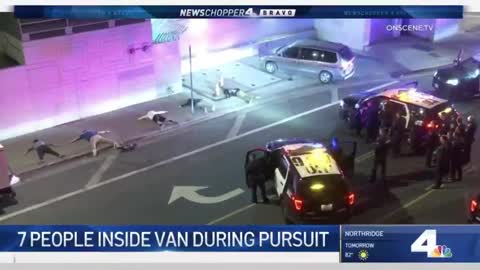 Police Chase of Honda Minivan on LA Freeways Ends in DTLA