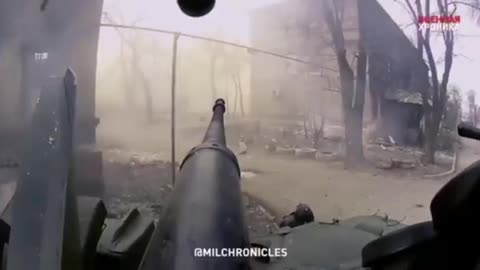Russian BTR-82A Firing 30mm Cannon in Mariupol