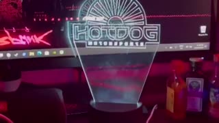 PC set-up is looking insane! 🖥️🙌 Custom ‘HotDog Motorsports Logo’ LED Lamp showcase. 💡