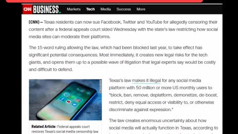 Will Texas Lead the Way for Residents to Sue Tech Giants - Time will Tell - Jump on it -5-15-22