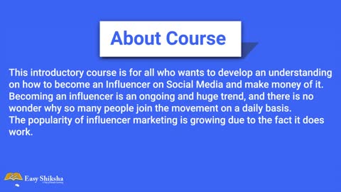 Become Influencer On Social Media Tutorial | Online Certificate Course | Details @easyshiksha.com