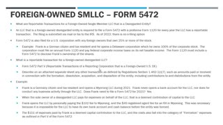 Form 5472 Reportable Transactions for Foreign Owned LLC