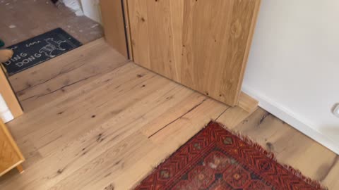 Door installation and finish trim in the bedroom