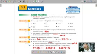 Algebra 1 - Chapter 1, Lesson 1 - Variables and Expressions