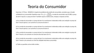 Microeconomia 050 Teoria do Consumidor Exercícios Escolha Continuação 3