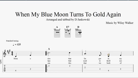 When My Blue Moon Turns to Gold Again Guitar Tabs