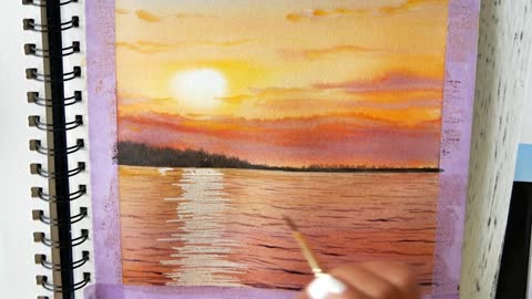 When the beautiful sunset appears in the painting