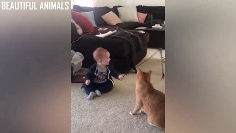 Babies playing with Cats Together, very Funny Pets Videos. Part -II.